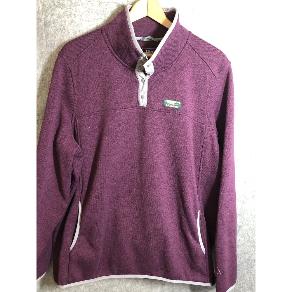 L.L. Bean Sweater Womens 3XL Purple Fleece 1/4 Snap Hike Outdoor Classic